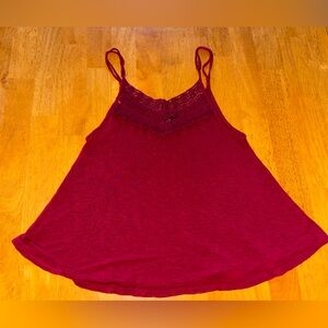 Rue21 Women's Burgundy Lace Trim Tank Top